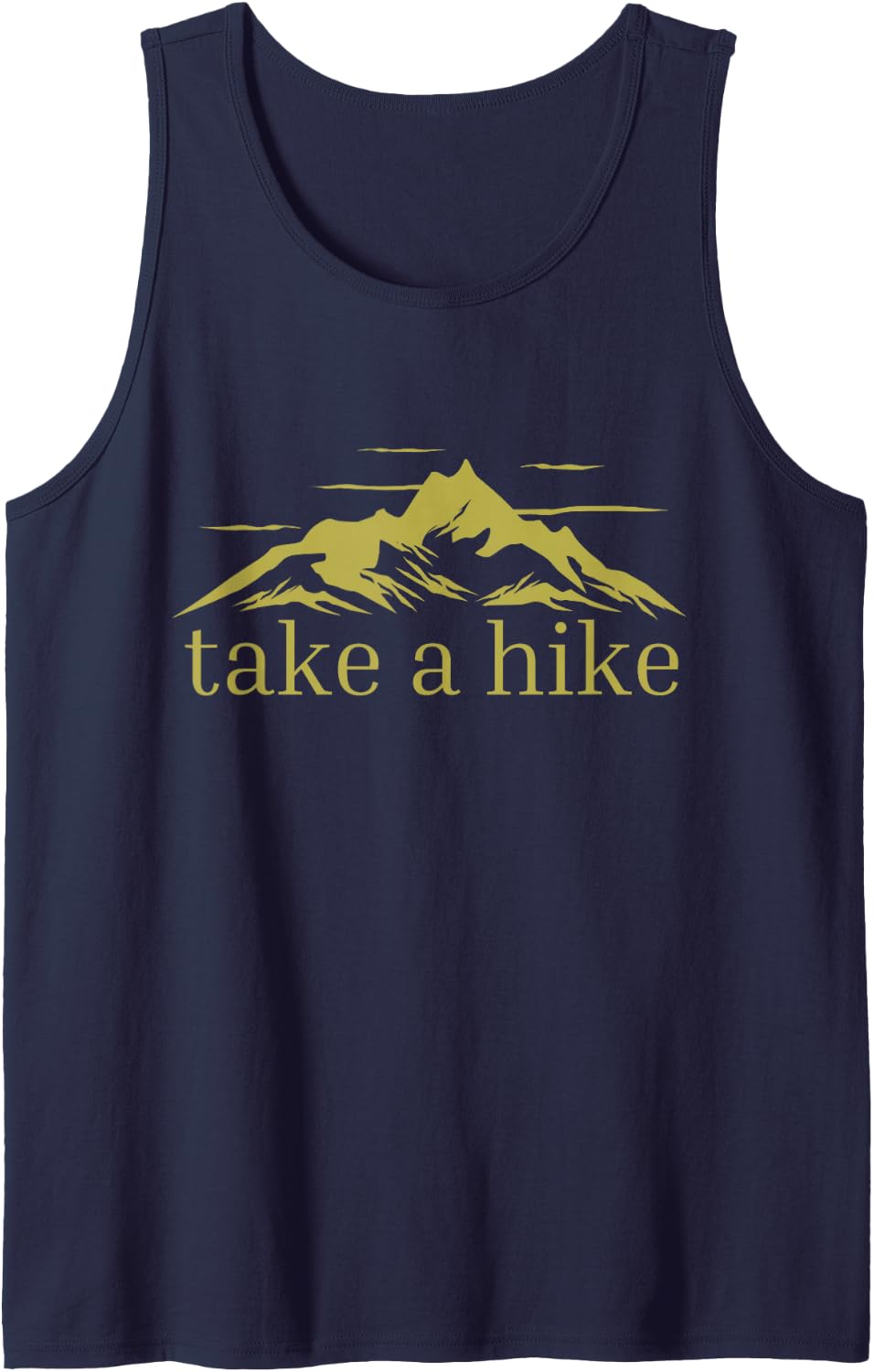 Take a Hike Mountains Graphic Top Funny Camping Nature Trail Sleeveless Tank Top - Navy Blue