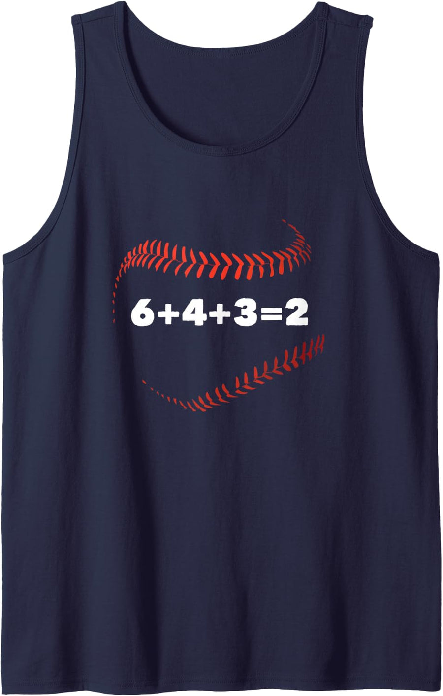 6+4+3=2 Double Play Baseball Player Funny Baseball Saying Tank Top - Navy Blue