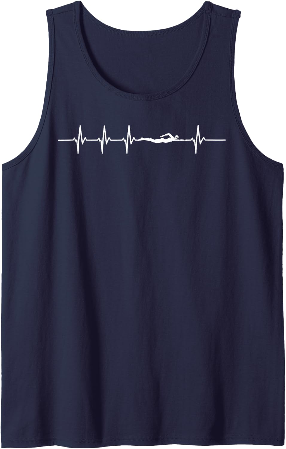 Swimming Heartbeat Swim Practice Swimmer Pool Sport Waters Sleeveless Tank Top - Navy Blue
