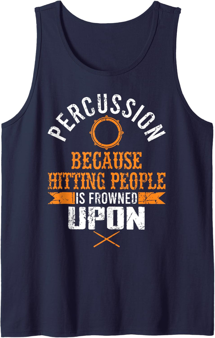 Percussionist Gift - Drummer Playing Drums Percussion Mallet Sleeveless Tank Top - Navy Blue