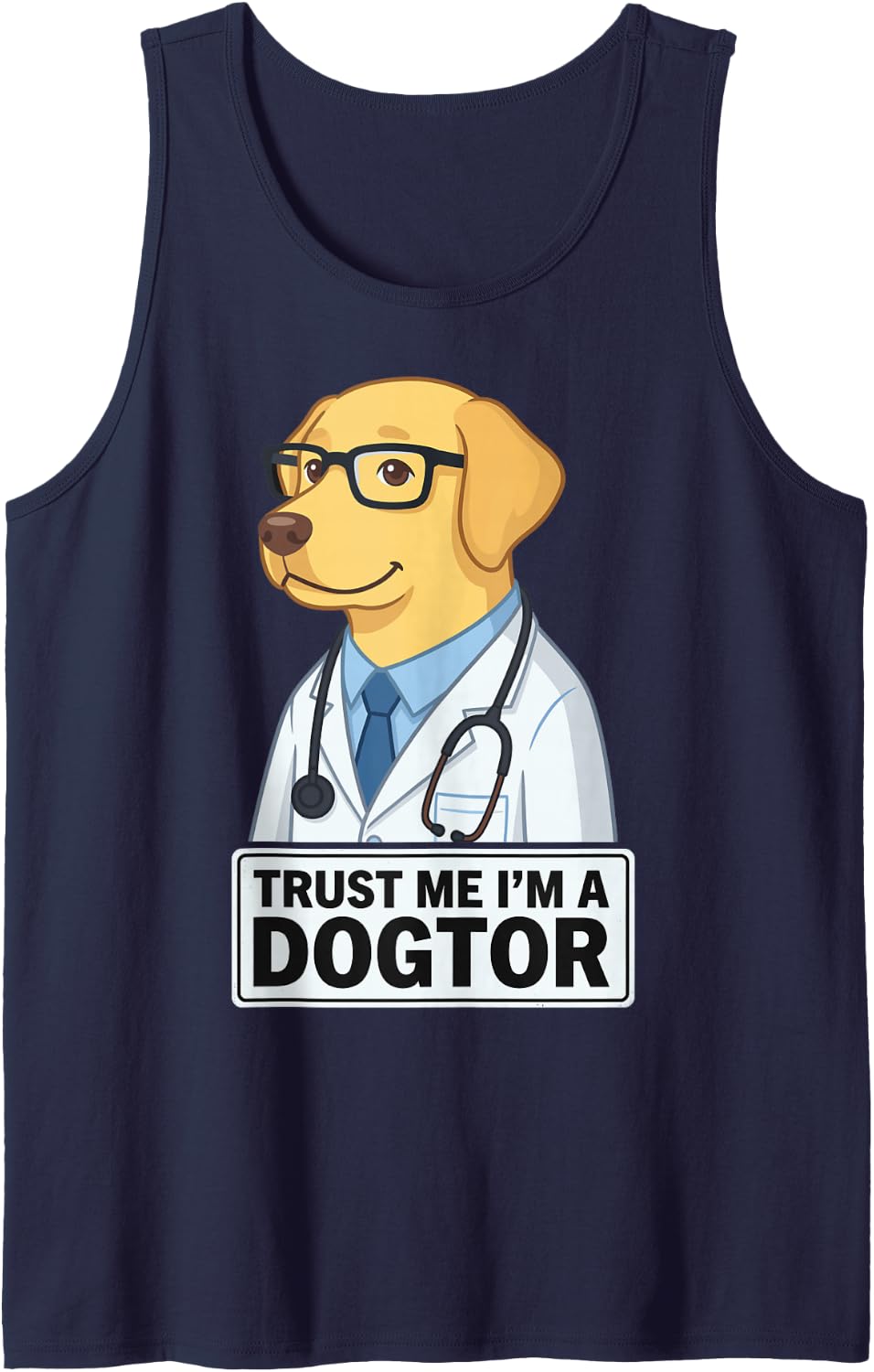 Trust Me I'm A Dogtor Funny Veterinarian Vet Doctor Tee Sleeveless Tank Top - Navy Blue