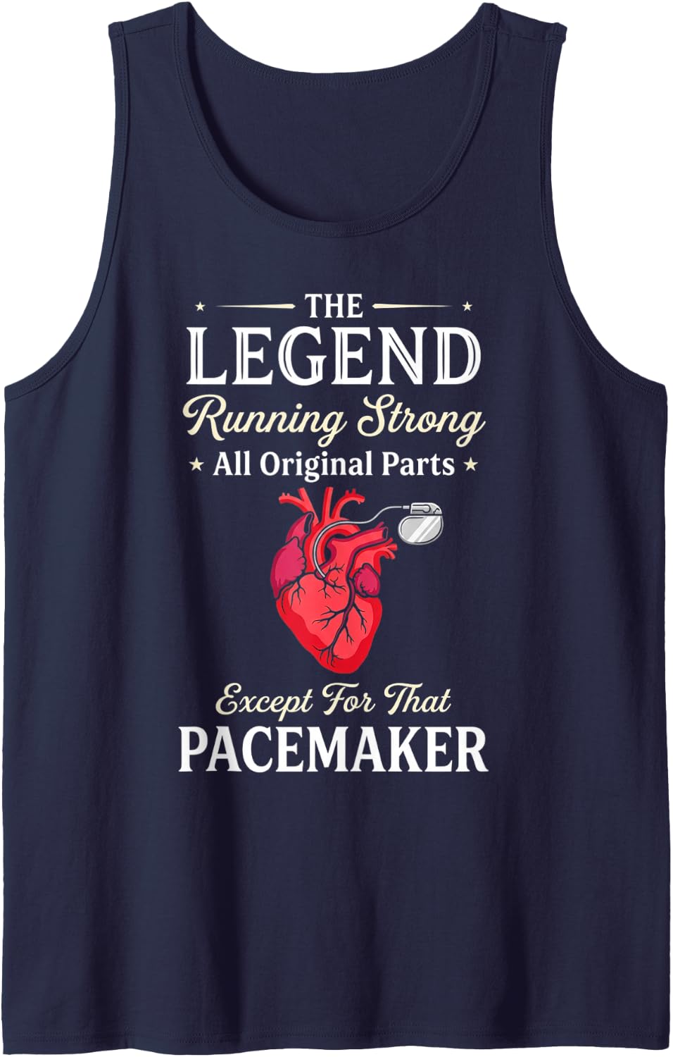 Legend Running Strong Recovery Heart Implantation Pacemaker Sleeveless Tank Top - Navy Blue