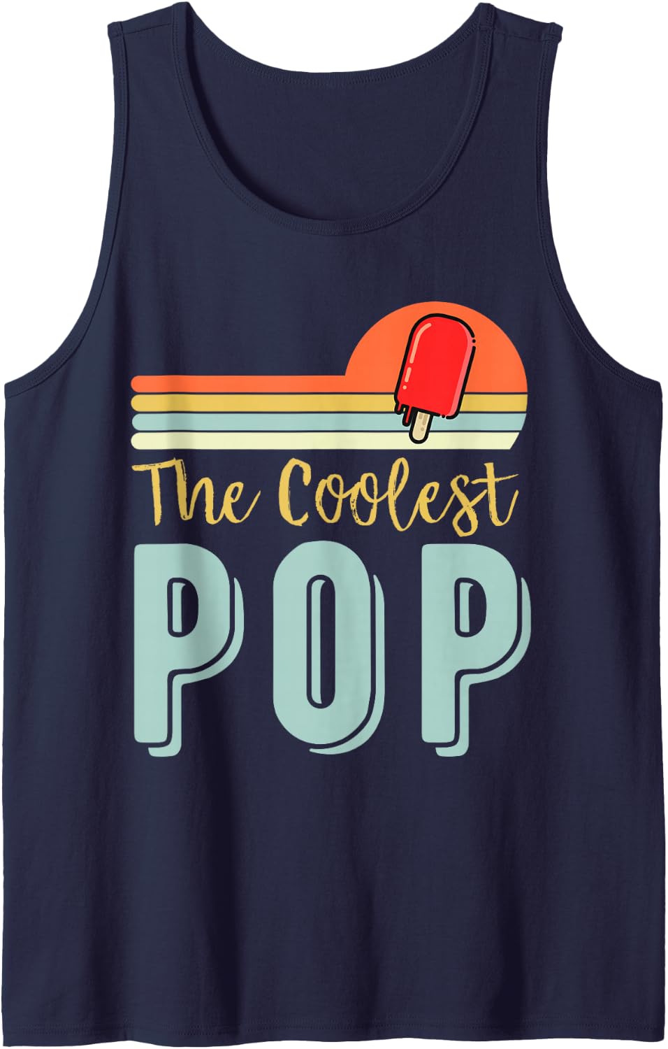 Mens Father's Day Grandfather Gift Retro Vintage The Coolest Pop Tank Top - Navy Blue