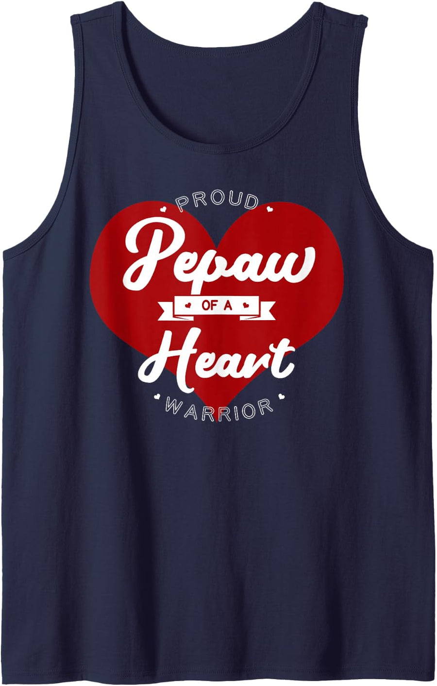Proud Pepaw of A Heart Warrior CHD Surgery Transplant Sleeveless Tank Top - Navy Blue