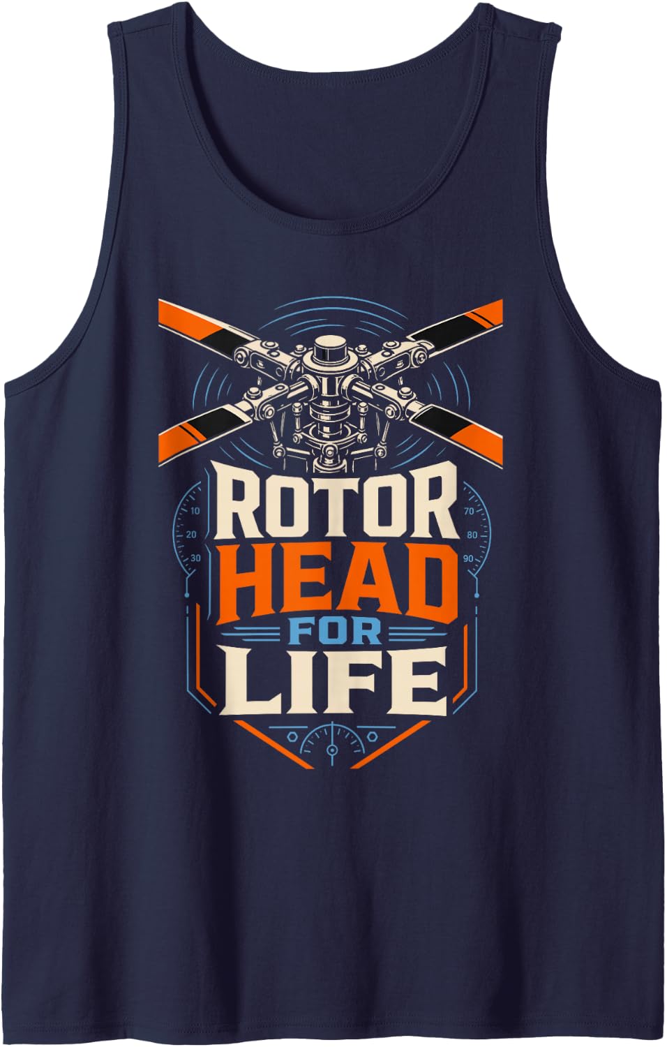 Rotor Head for Life Helicopter Pilot Aviation Sleeveless Tank Top - Navy Blue