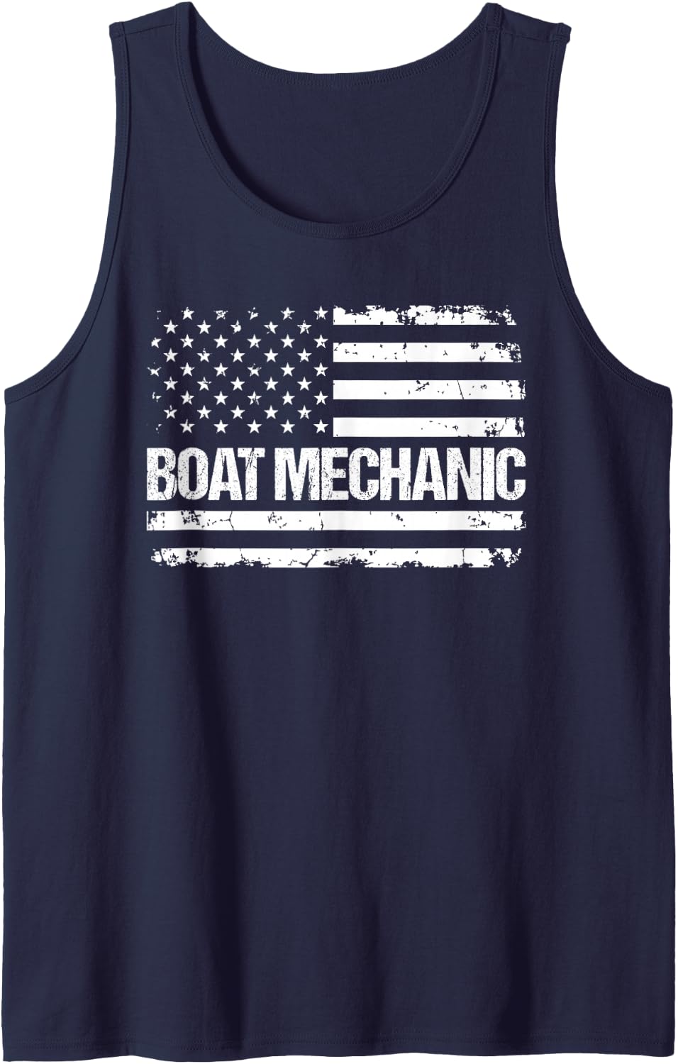 Boat Mechanic Flag USA Tank Top - Navy Blue