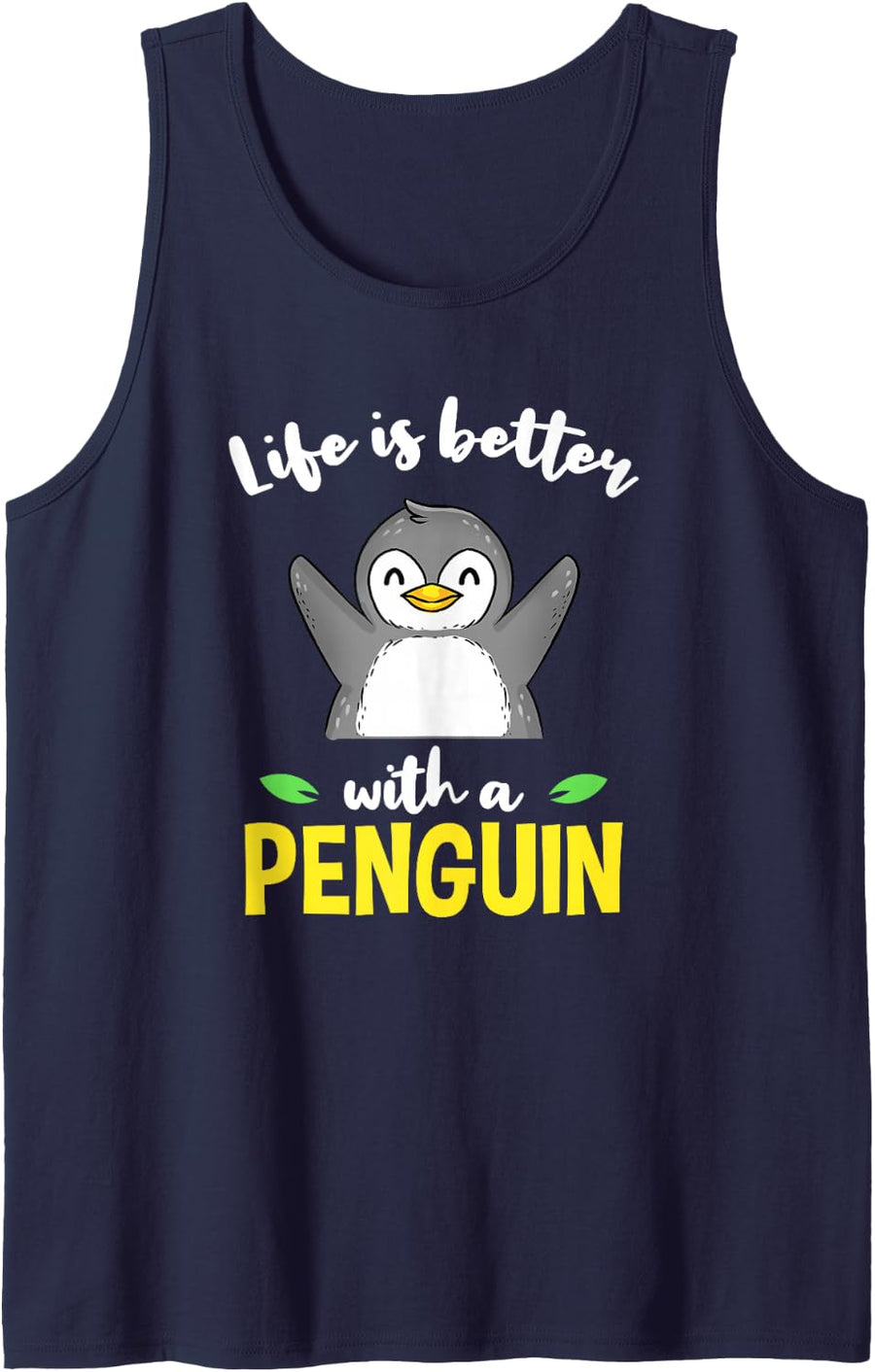 Life is Better with A Penguin Sleeveless Tank Top - Navy Blue