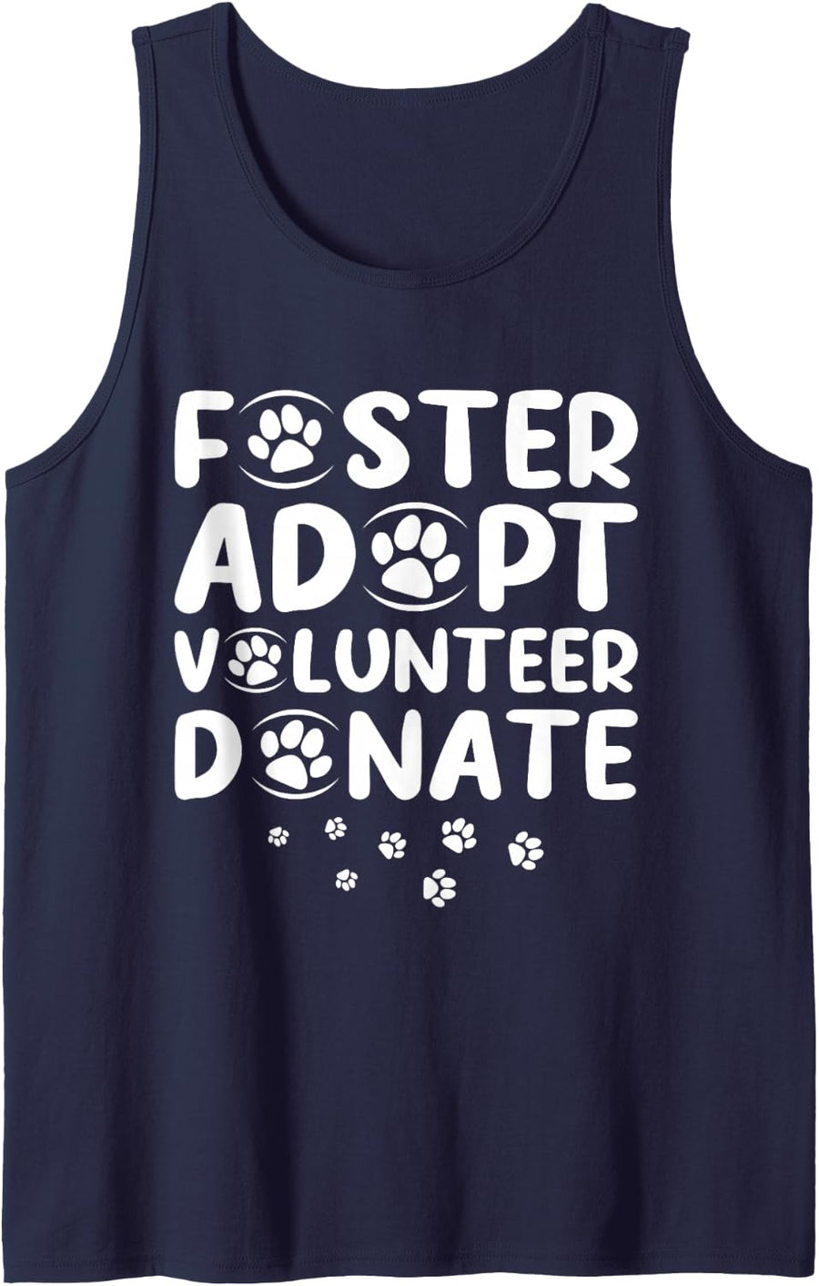 Foster Adopt Volunteer Donate Rescue Animal Shelter Adoption Sleeveless Tank Top - Navy Blue
