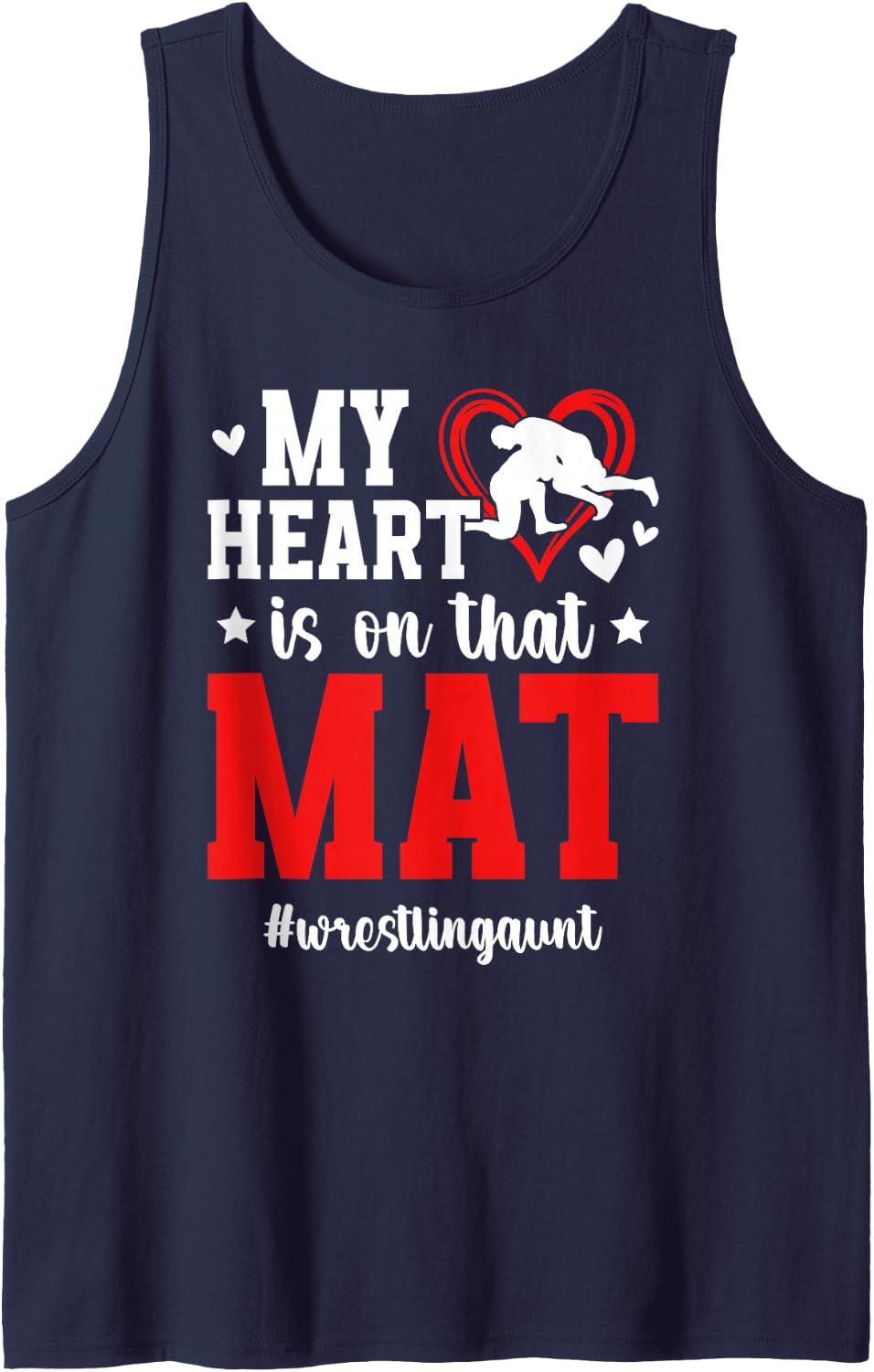 Proud Wrestling Aunt of A Wrestler Aunt Wrestling Auntie Sleeveless Tank Top - Navy Blue