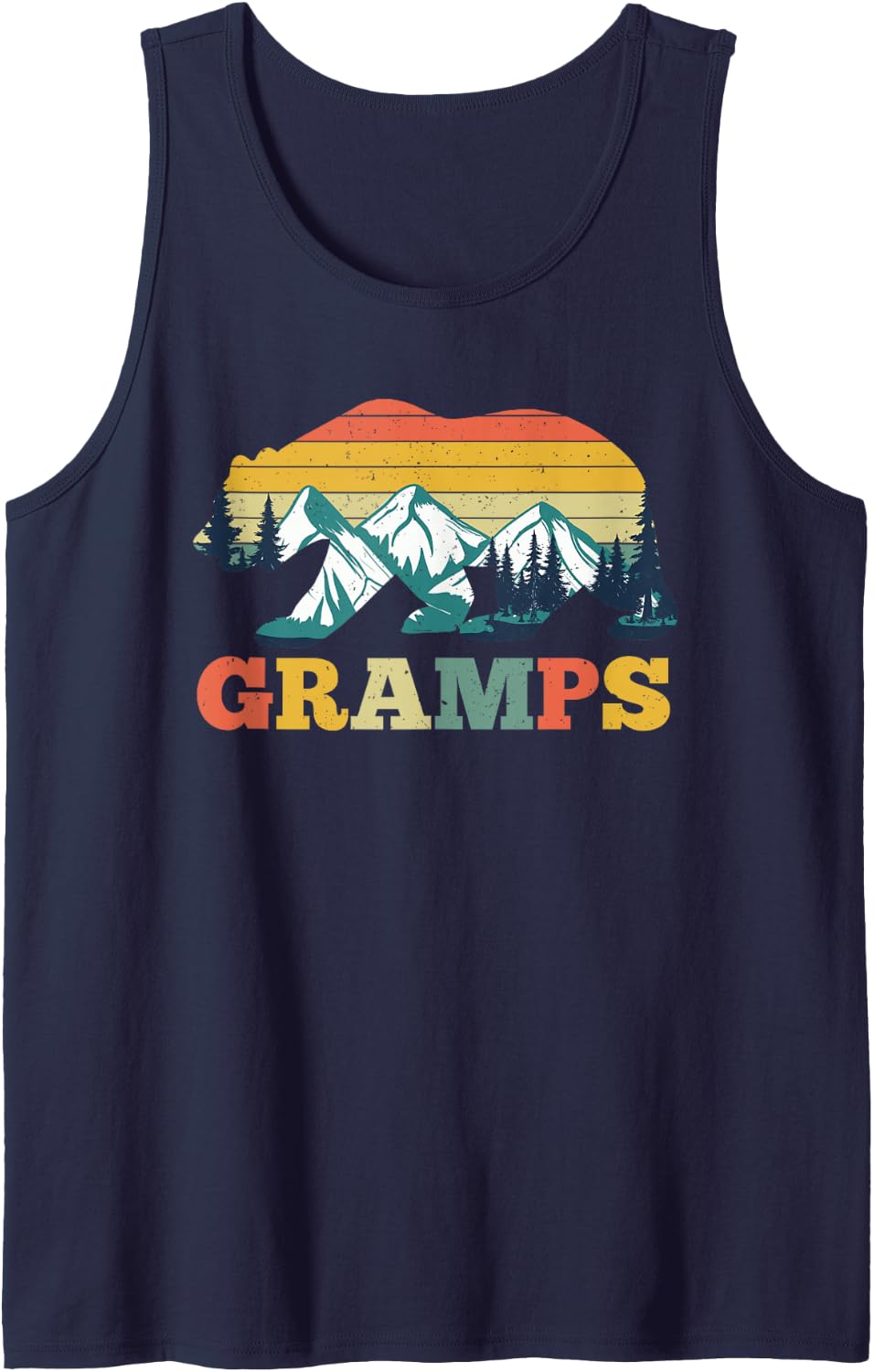 Vintage Gramps Bear Camper Camping Mountain Father's Day Sleeveless Tank Top - Navy Blue