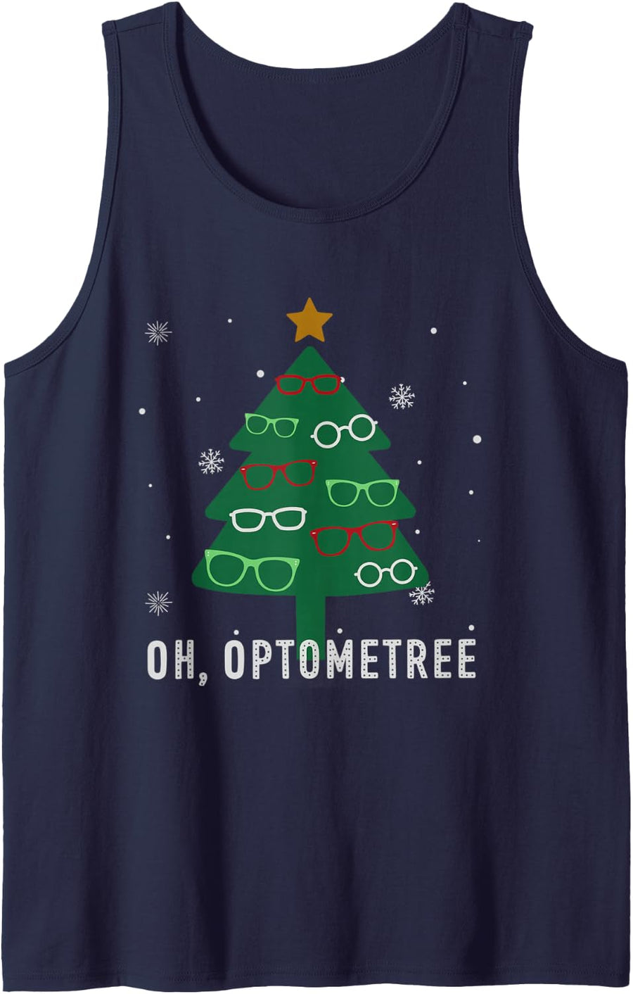 Oh Optometree Christmas Tree Optometry Student Eye Squad Sleeveless Tank Top - Navy Blue