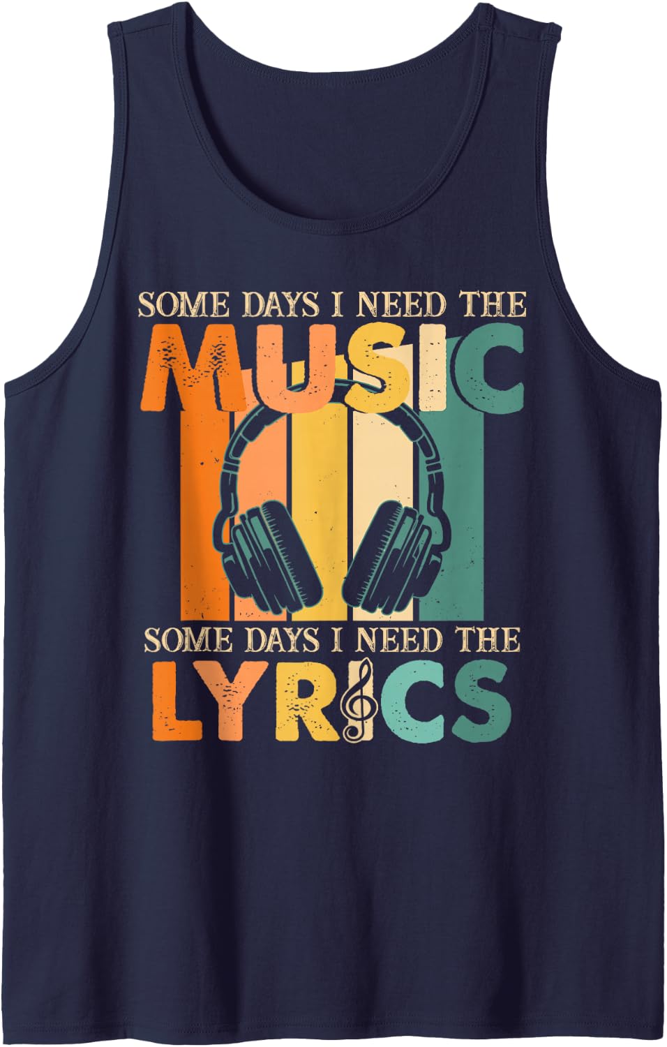 Music Lyrics Lover Vintage Musician Funny Music Teacher Sleeveless Tank Top - Navy Blue