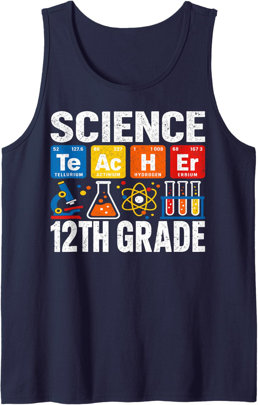 Funny Chemistry Biology 12th Grade Science Teacher Sleeveless Tank Top - Navy Blue