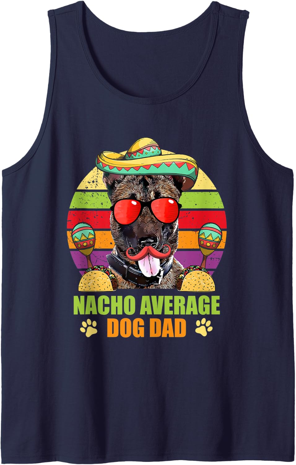 Nacho Average Belgian Malinois Dog Dad Cinco de Mayo Tank Top - Navy Blue