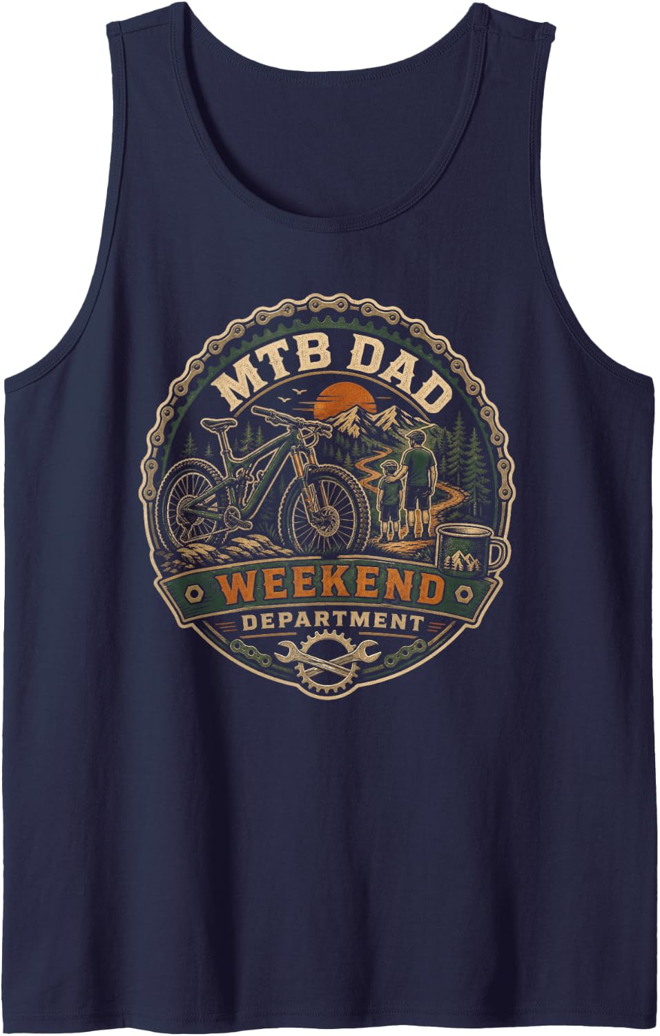 Men's MTB Dad Weekend Department Mountain Biking Tank Top - Navy Blue