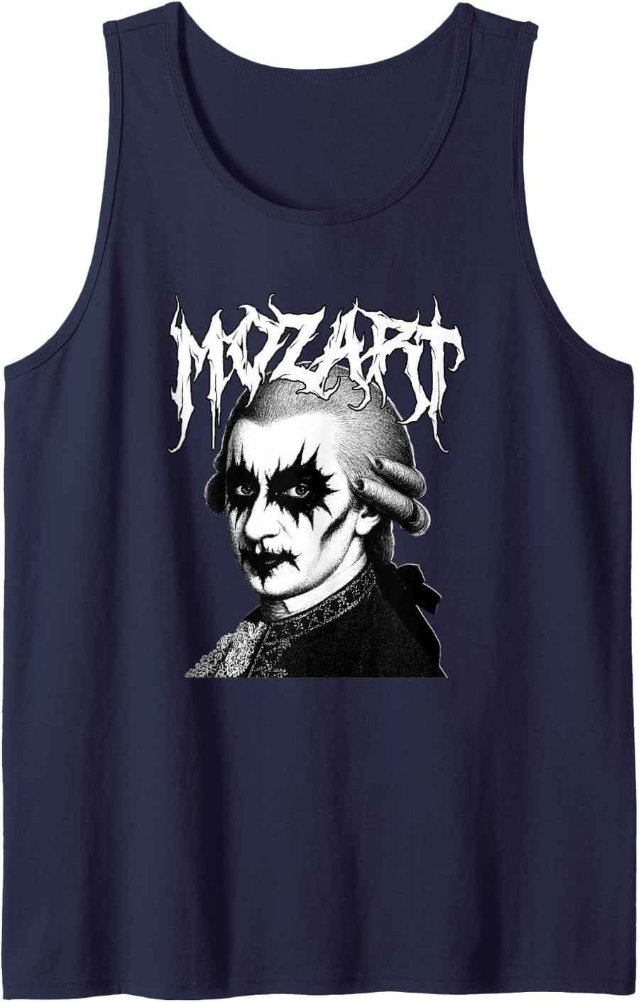 Mozart Funny Heavy Metal Band Death Metal Parody Metalhead Sleeveless Tank Top - Navy Blue