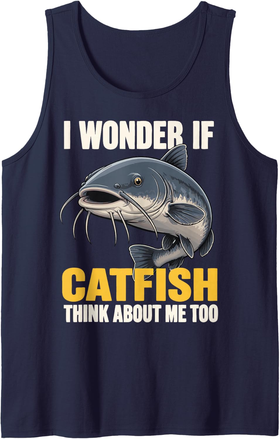 Funny Catfish Angler Catfish Fishing Tank Top - Navy Blue