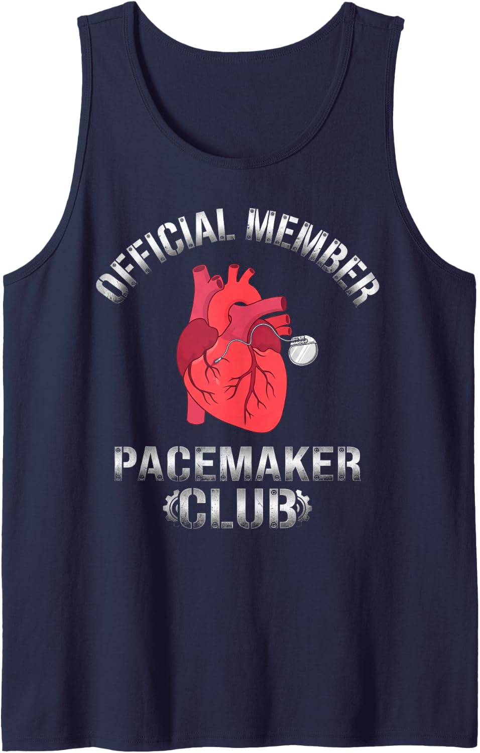 Member Pacemaker Club Recovery Heart Implantation Pacemaker Sleeveless Tank Top - Navy Blue