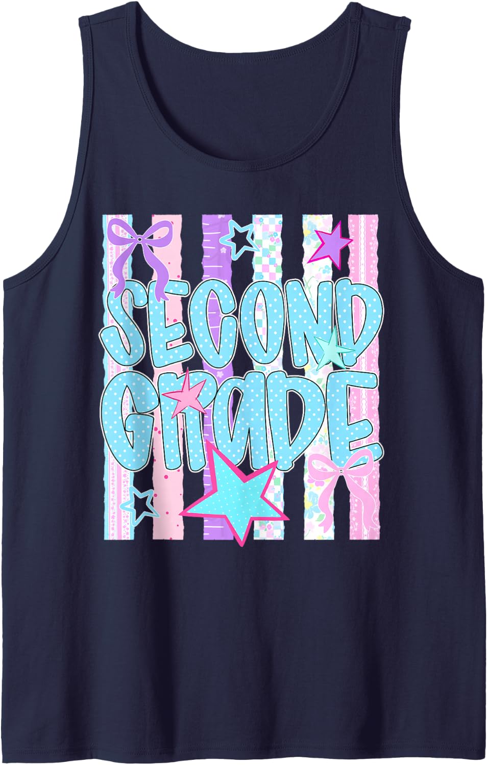 Second Grade Preppy First Day of School Cute Girl Teacher Tank Top - Navy Blue