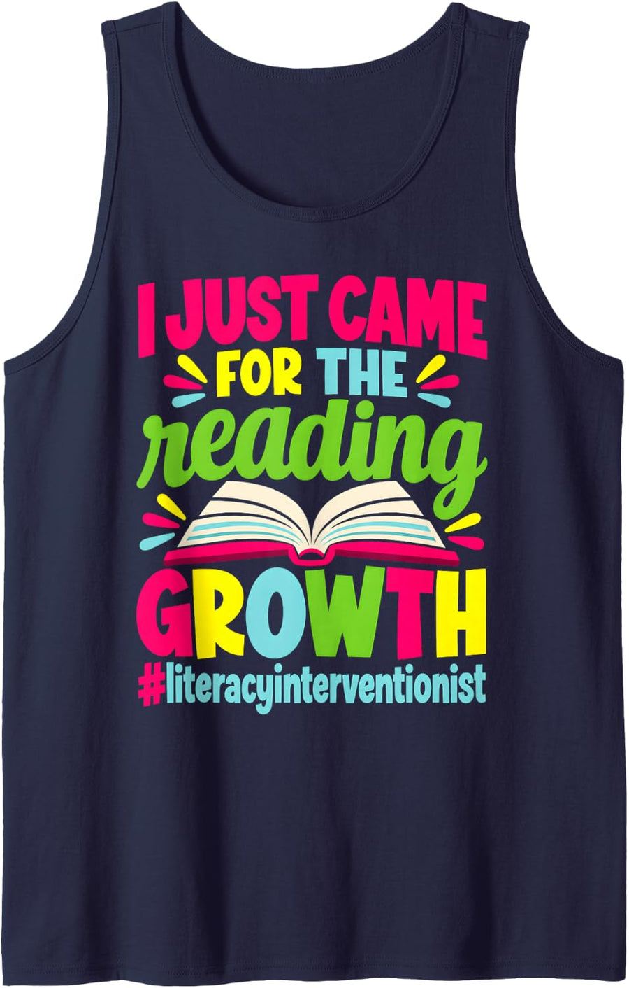 Literacy Interventionist Just Came for The Reading Growth Sleeveless Tank Top - Navy Blue