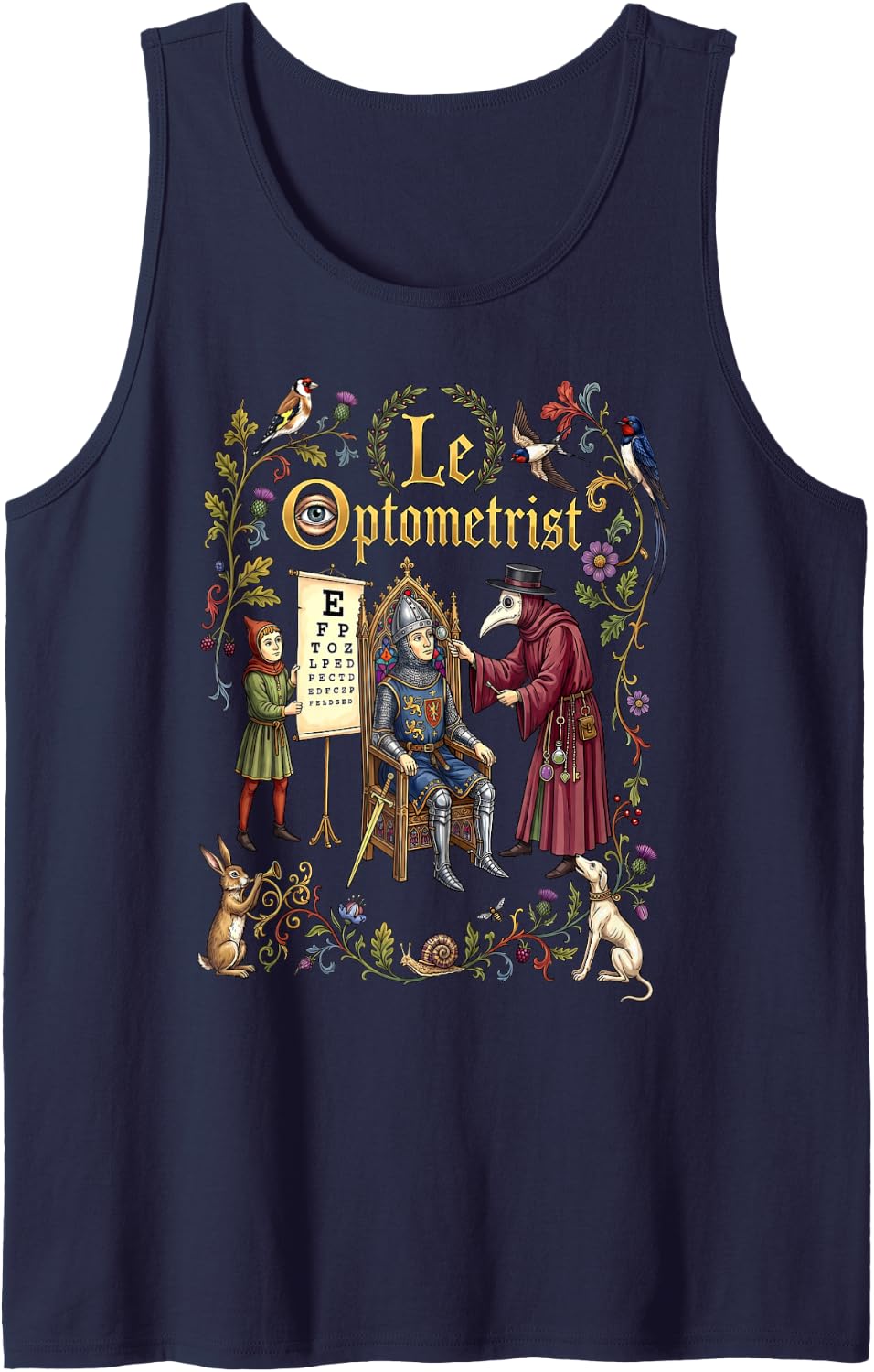 Optometrist Medieval Funny Doctor Eye Test Halloween Sleeveless Tank Top - Navy Blue