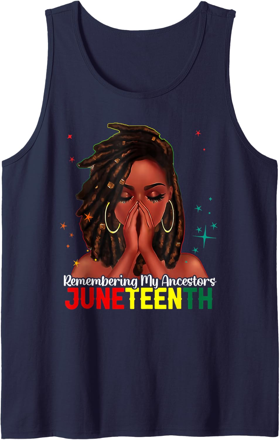 Black Woman Girls Remembering My Ancestors Juneteenth Sleeveless Tank Top - Navy Blue