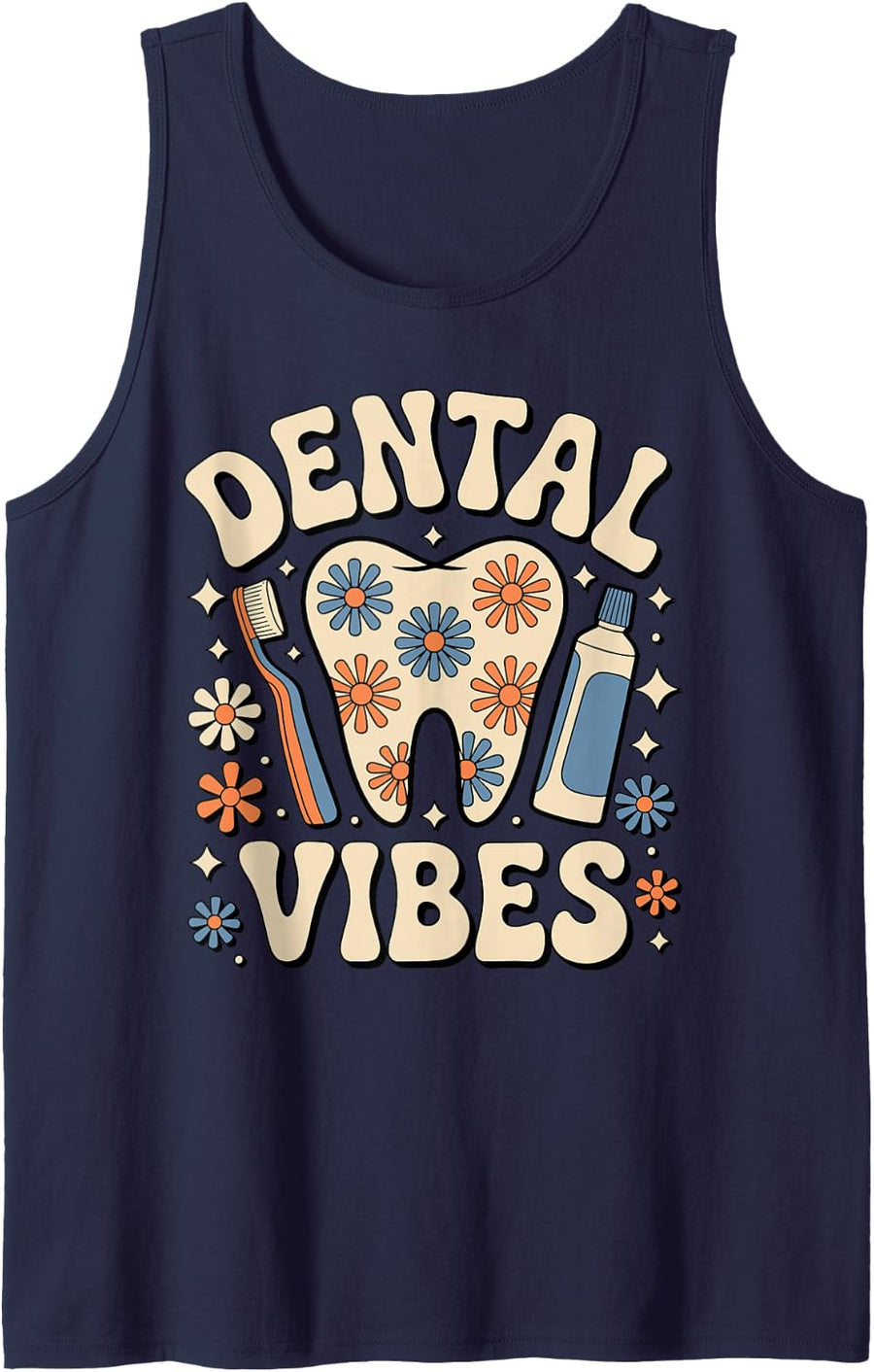 Funny Dental Assistant Art for Men Women Dental Assistant Tank Top - Navy Blue