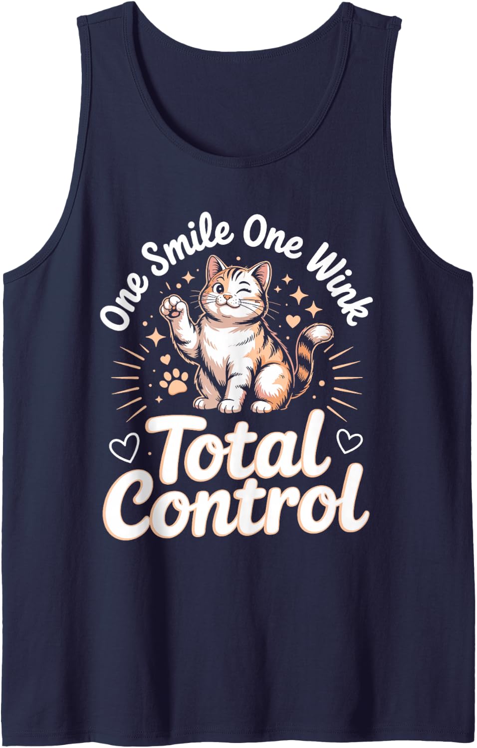 One Smile One Wink Total Control British Shorthair Cat Sleeveless Tank Top - Navy Blue