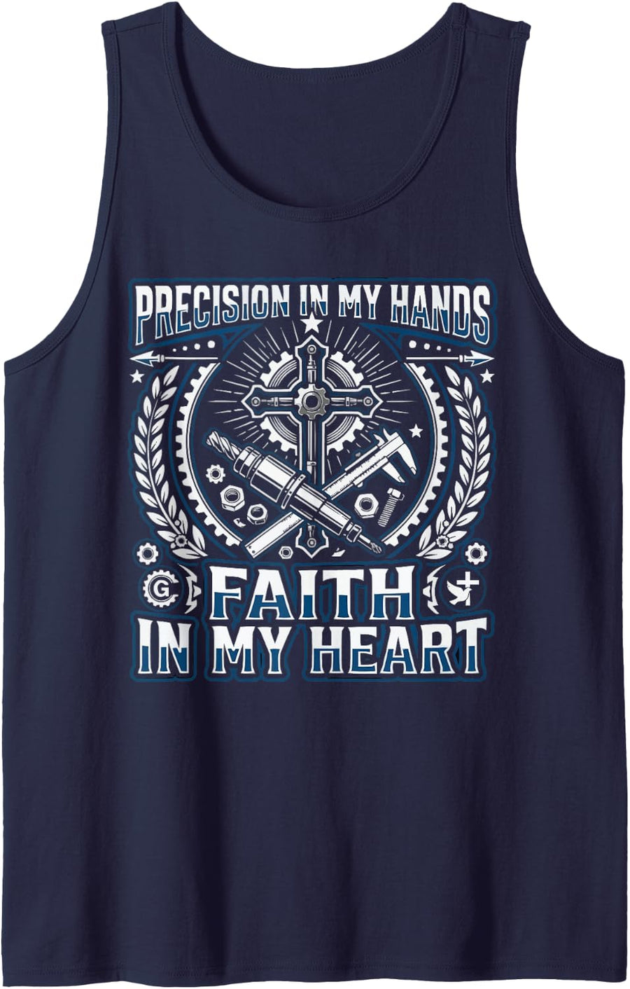 Christian CNC Operator Jesus Christ CNC Machinist Tank Top - Navy Blue