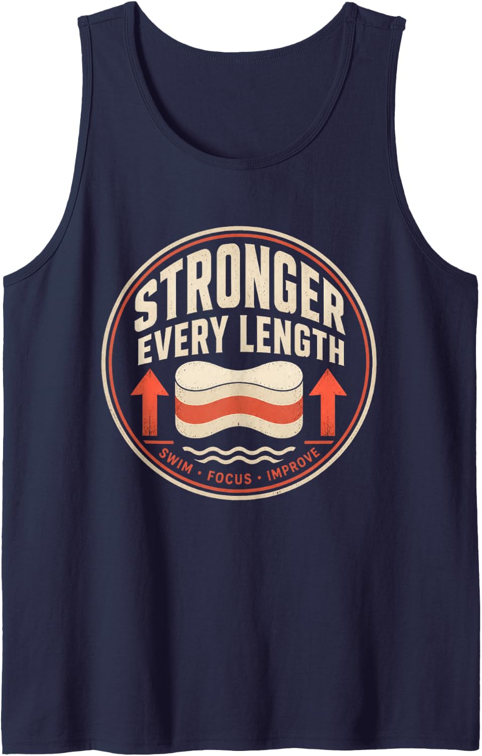 Stronger Every Length Swim Team Competitive Swimmer Tank Top - Navy Blue