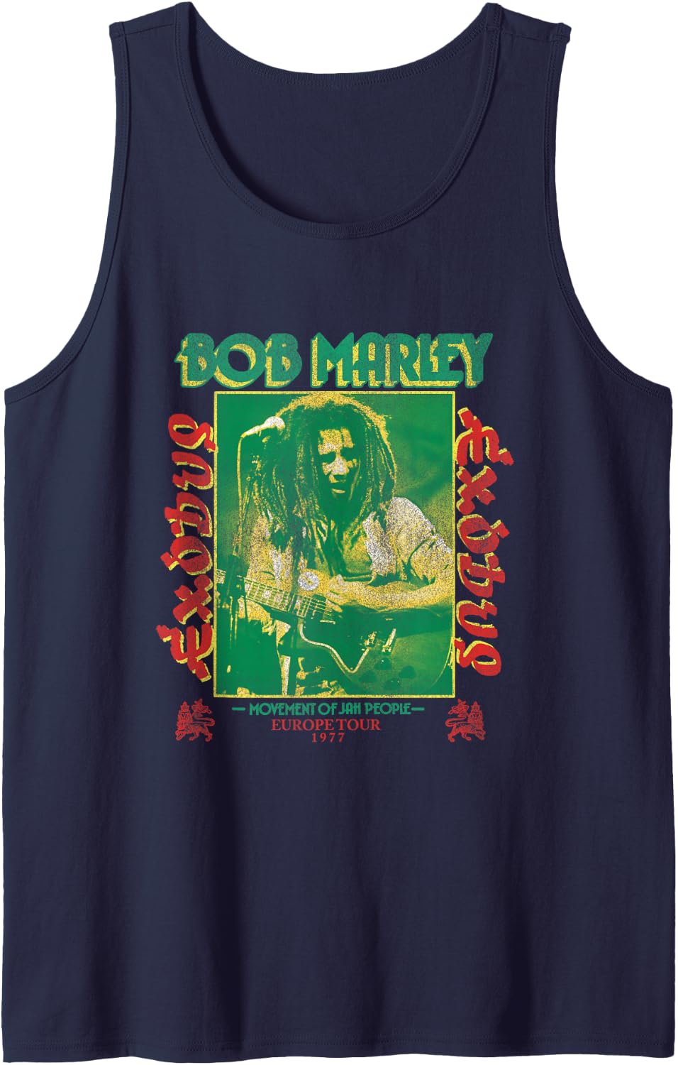 Bob Marley Exodus Movement of Jah People Guitar Black Tank Top - Navy Blue
