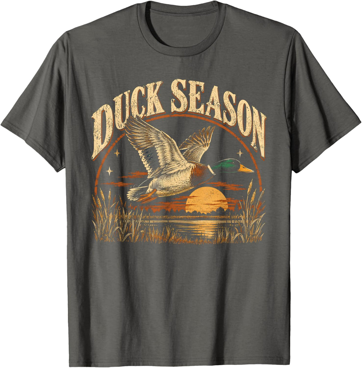 Vintage Duck Season Hunting Design for Waterfowl. T-Shirt - Asphalt Grey
