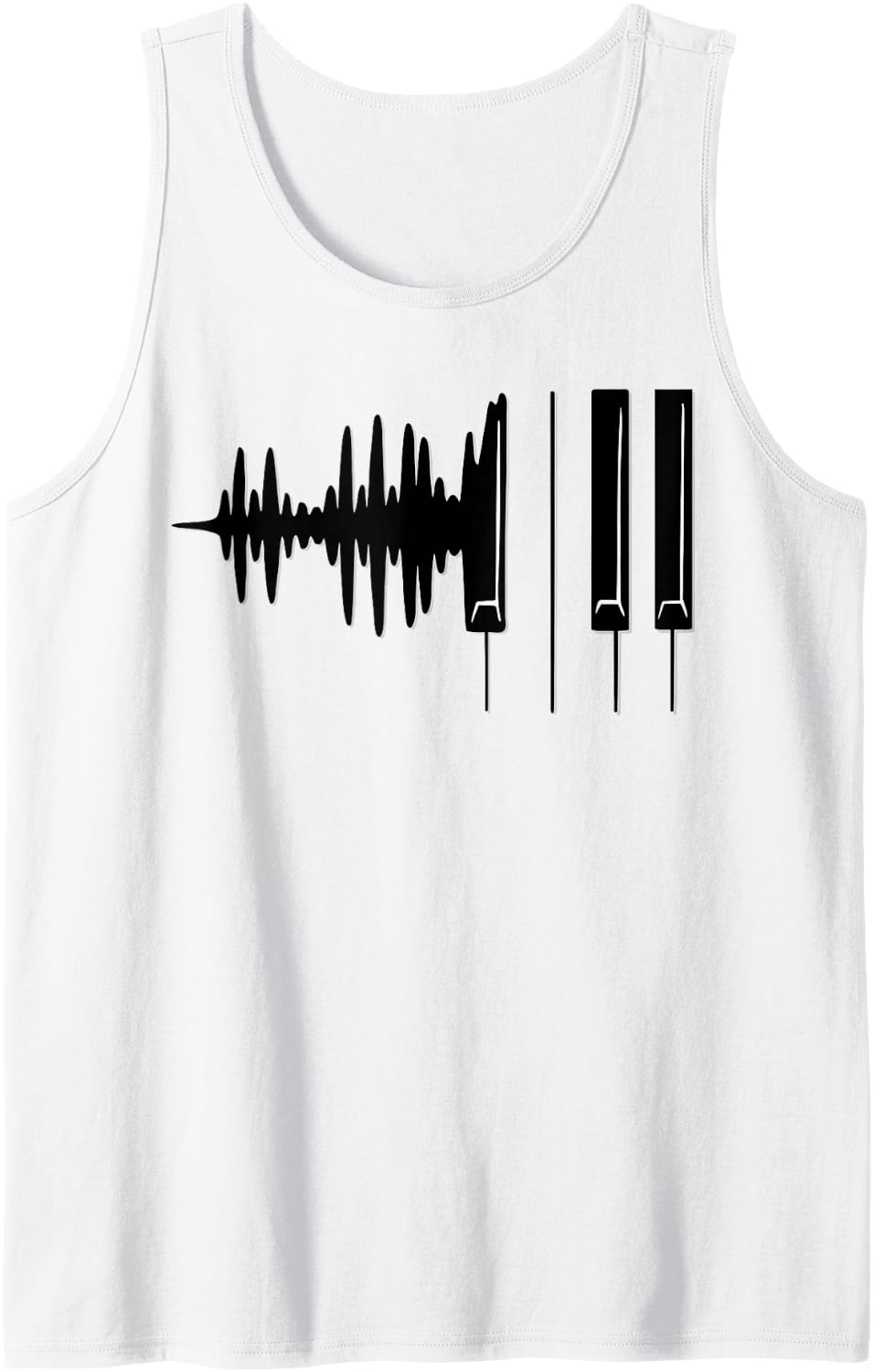 Piano Sound Music Keyboard Keys Sleeveless Tank Top - White