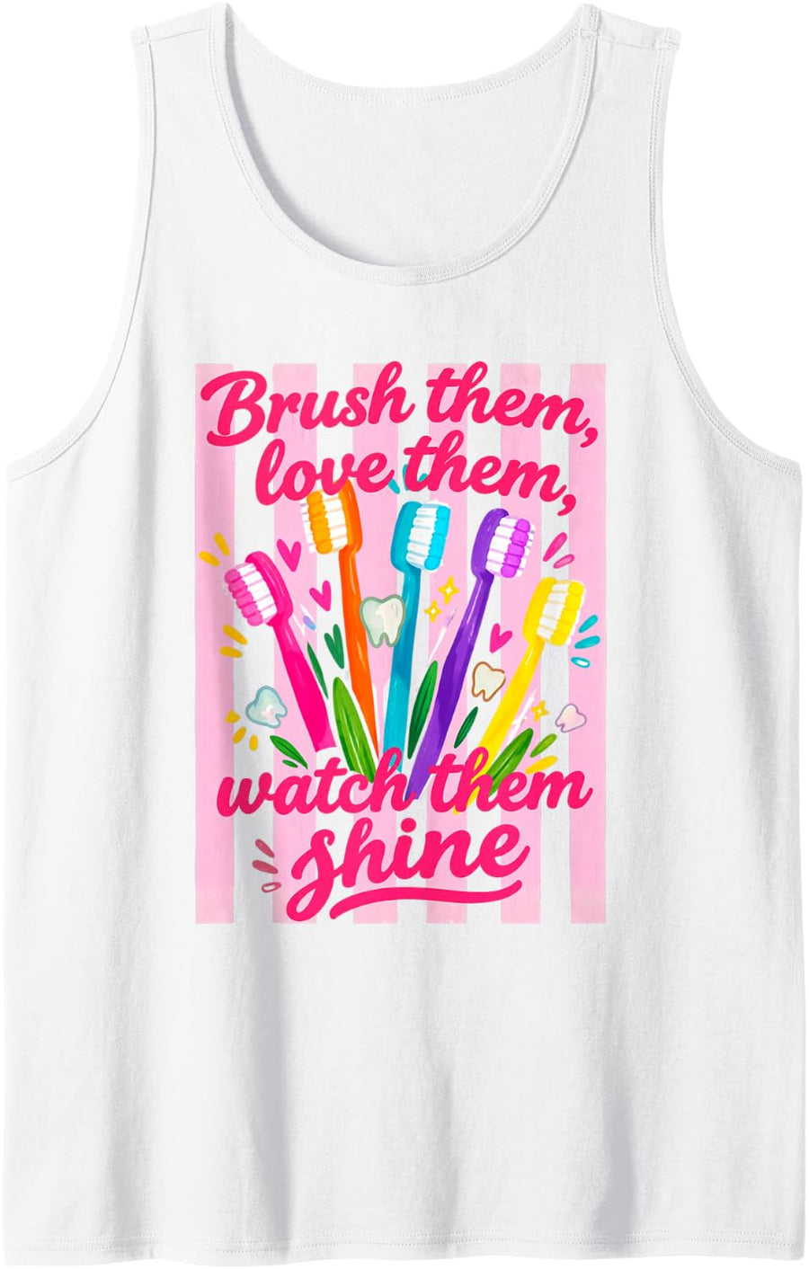 Dental Hygienist Floral Tooth Pediatric Dentist RDH Squad Sleeveless Tank Top - White