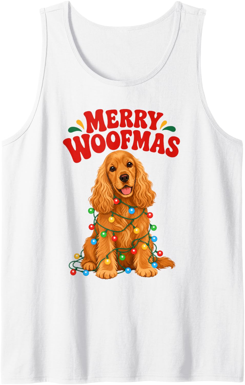 English Cocker Spaniel Christmas Sleeveless Tank Top - White