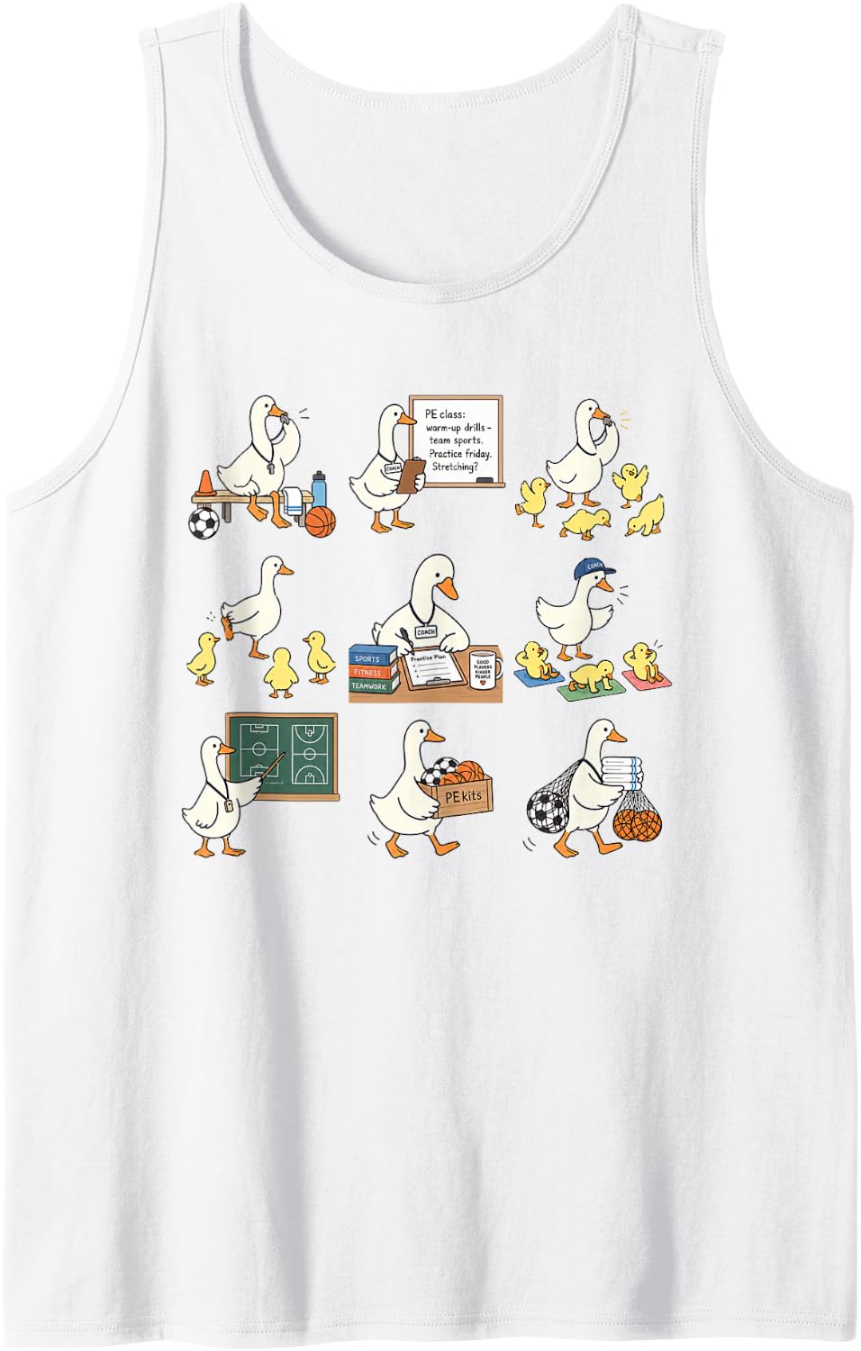 PE Teacher Goose Physical Education Gym Teacher Back School Sleeveless Tank Top - White