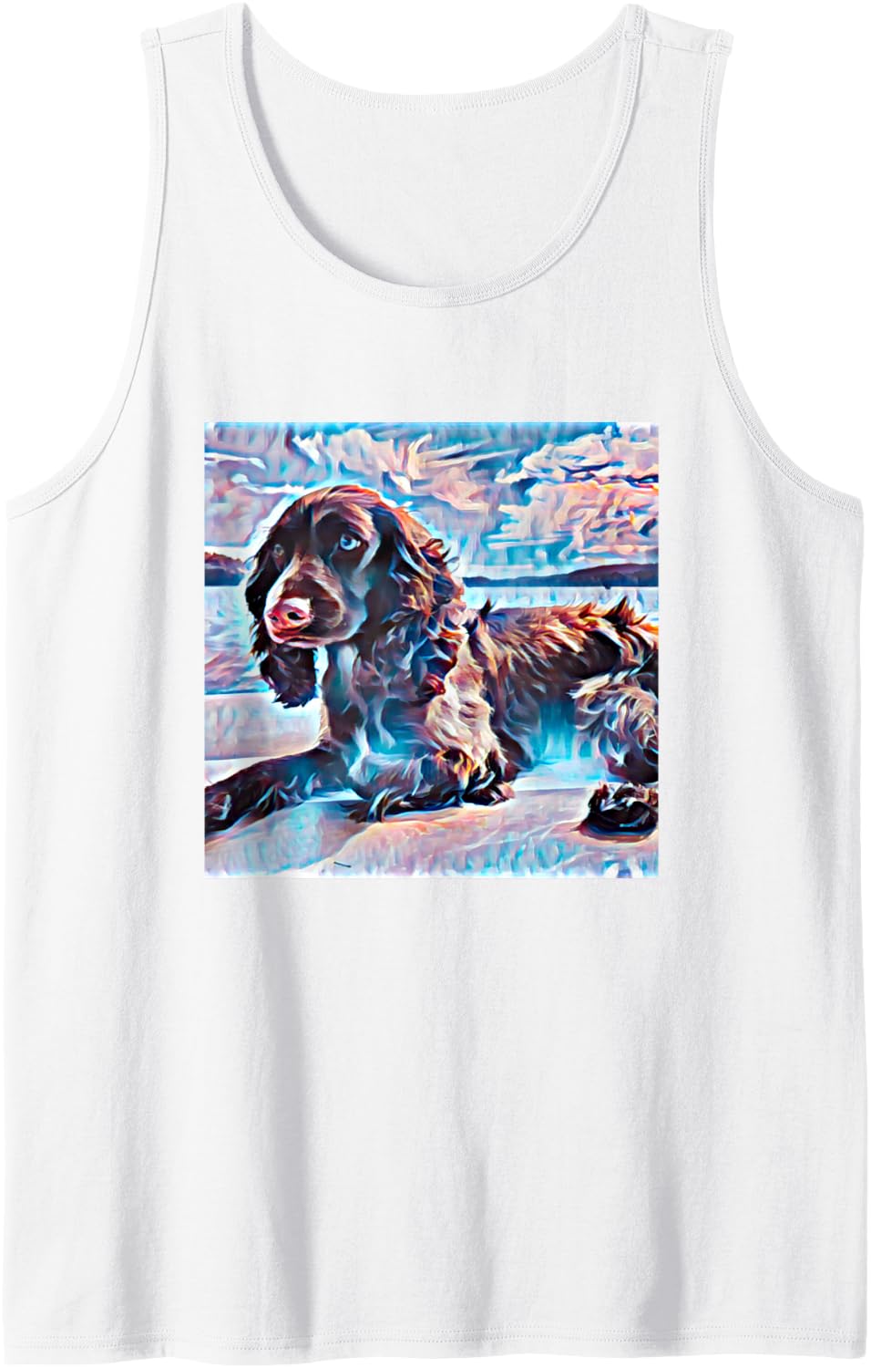 Cocker Spaniel Sleeveless Tank Top - White