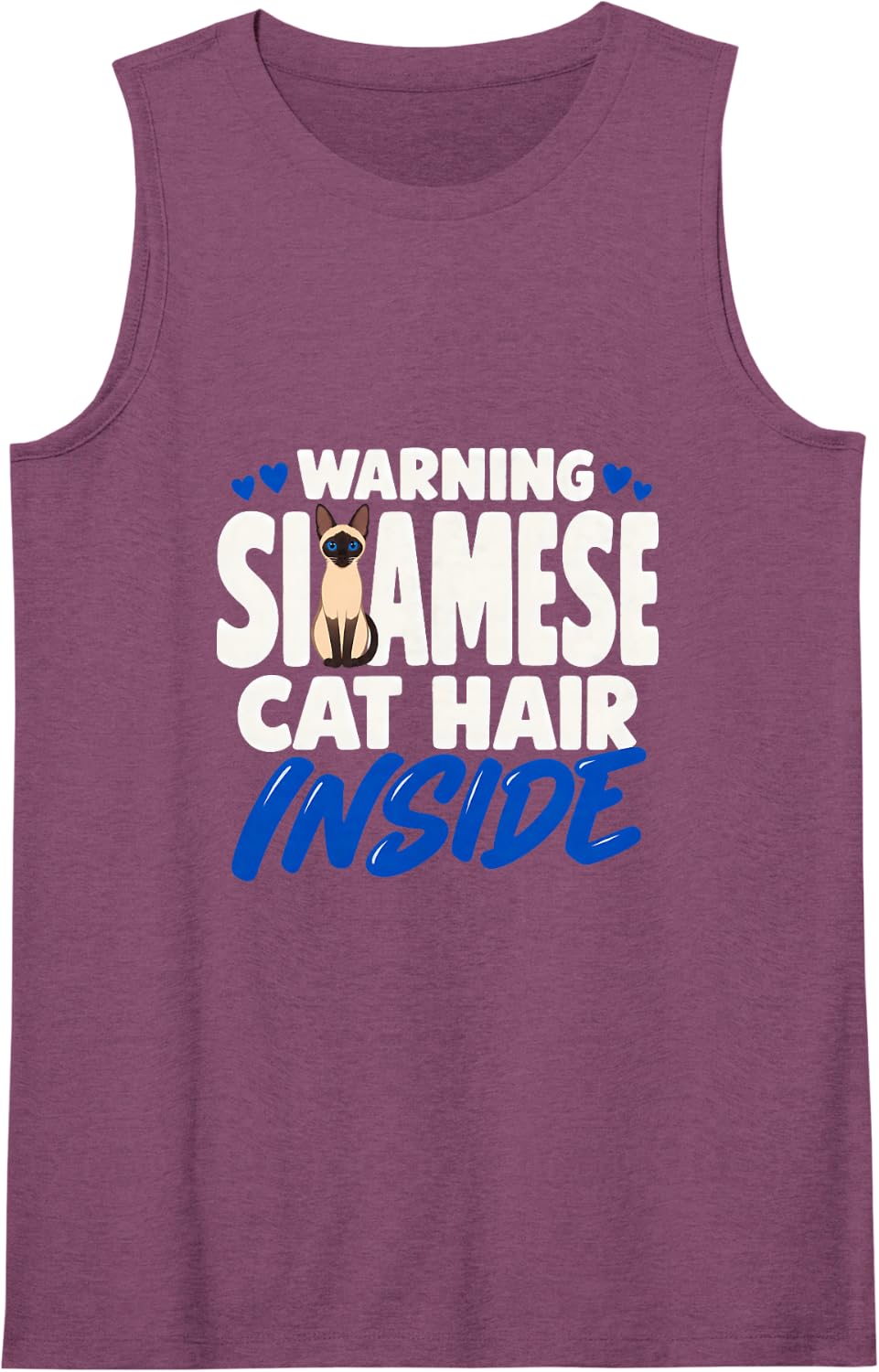Warning Siamese Cat Hair Inside Siamese Cat Owner Blue Eyes Sleeveless Tank Top - Purple