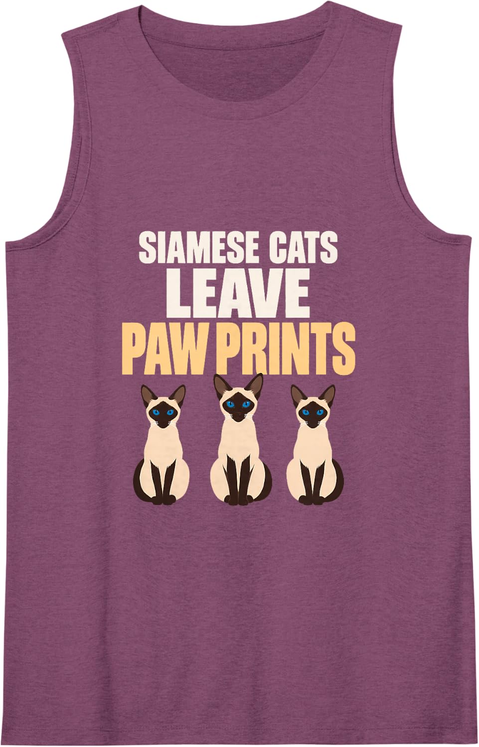 Siamese Cats Leave Paw Prints Siamese Cat Owner Kitty Lover Sleeveless Tank Top - Purple