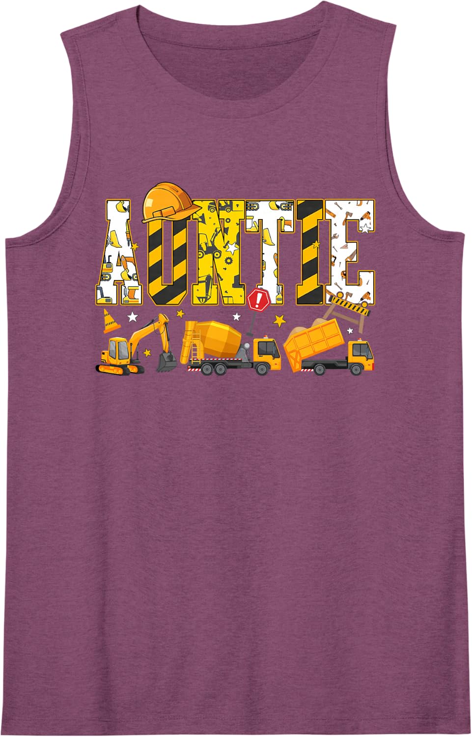 Auntie Construction Excavator Kids Matching Family Party Sleeveless Tank Top - Purple
