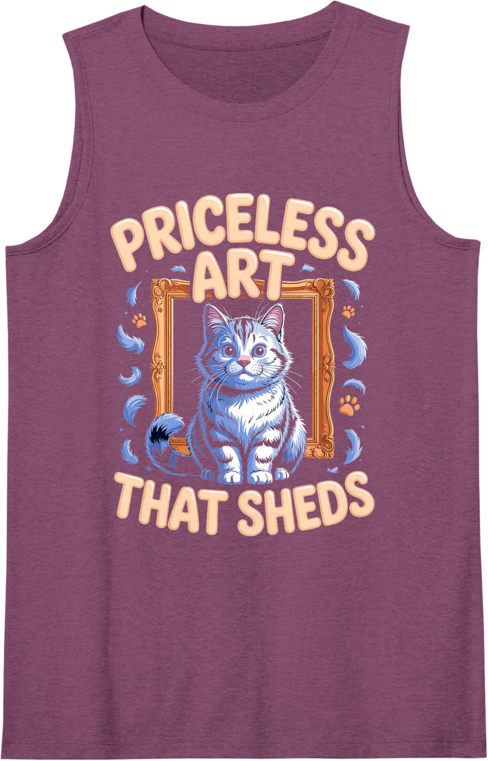 Priceless Art that Sheds British Shorthair Cat Sleeveless Tank Top - Purple