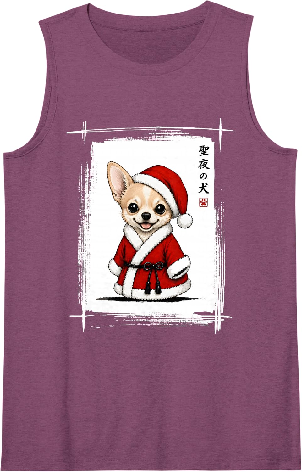 Chihuahua Christmas Japanese Art Funny Chihuahua Sleeveless Tank Top - Purple