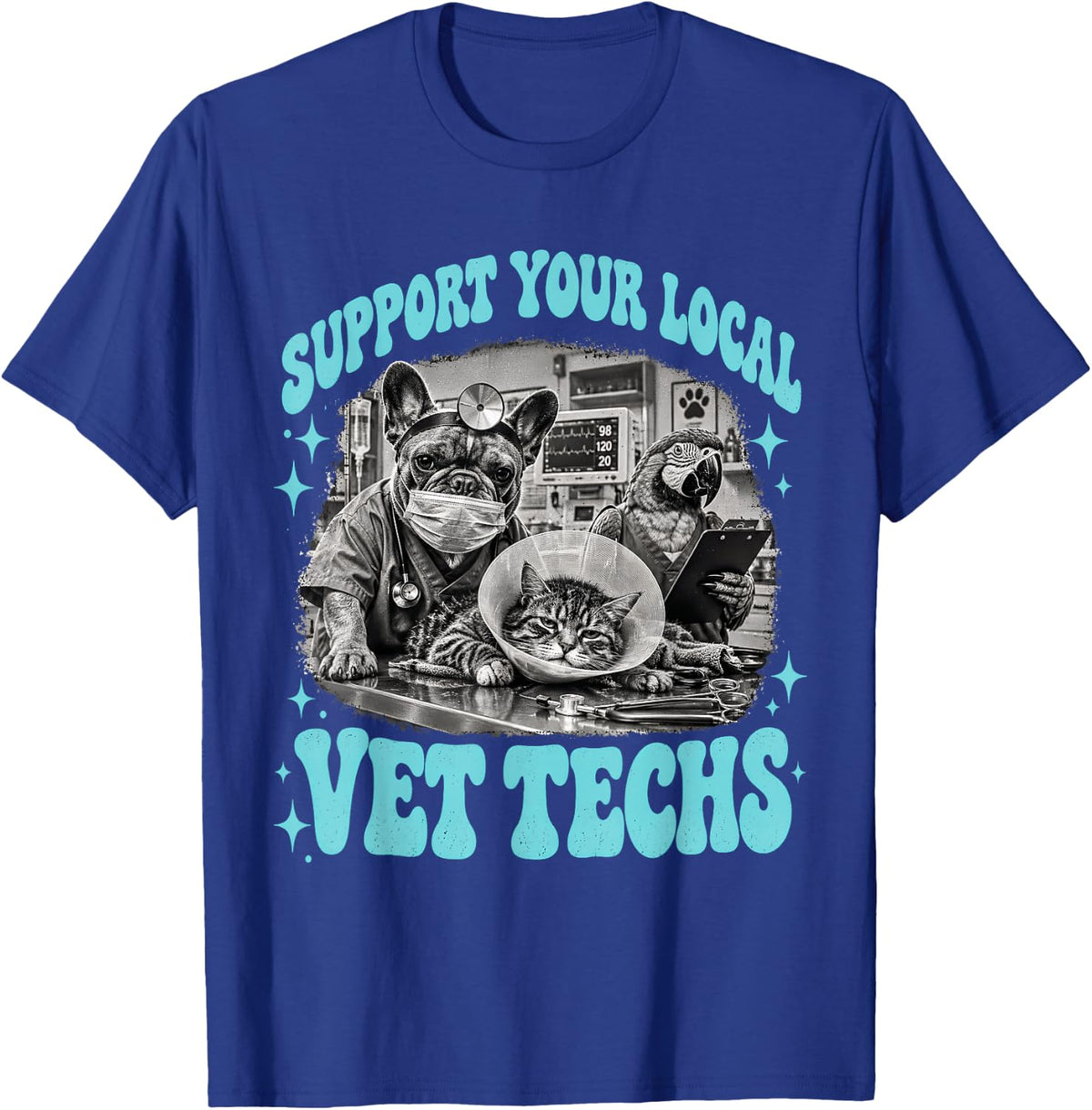 Vet Tech Raccoon & Possum Humor, Vet Assistant, Animal Care T-Shirt - Royal Blue