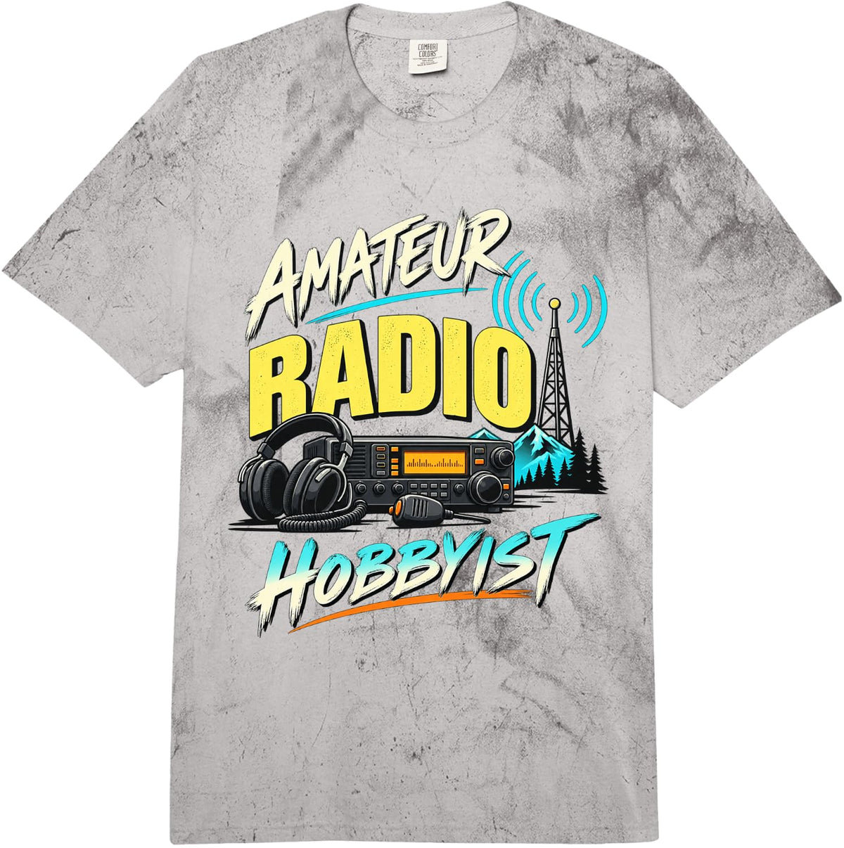 Amateur Radio Hobbyist - Radio Operator Comfort Colors Adult Heavyweight T-Shirt - Adult Unisex Grey Tie Dye