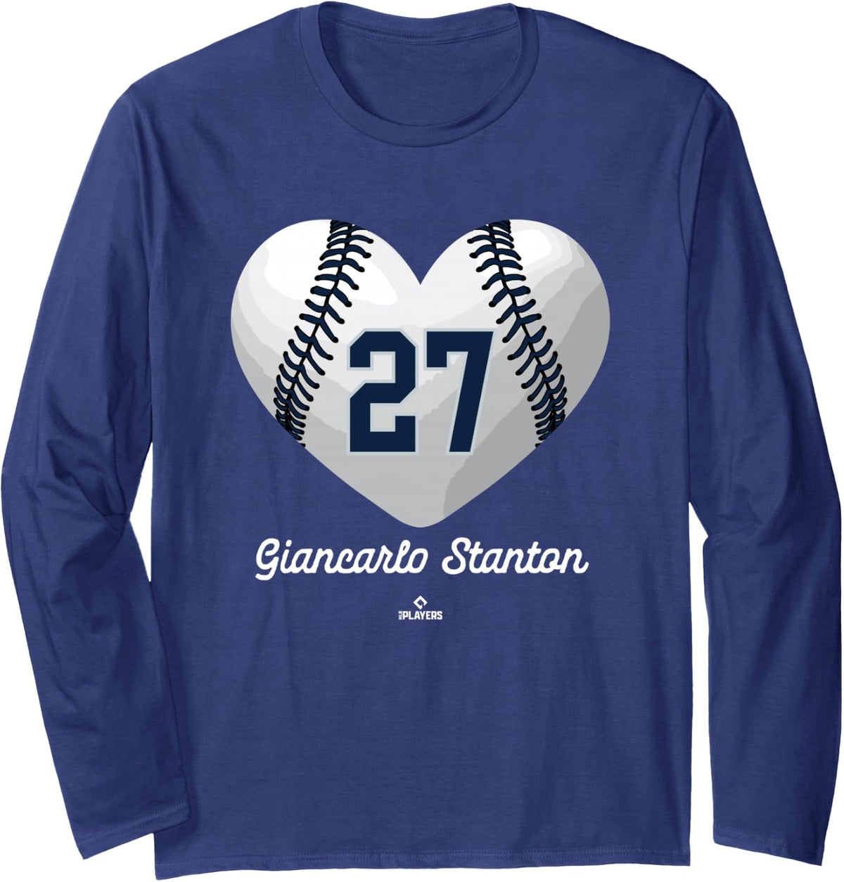 Baseball Heart Number Giancarlo Stanton New York MLBPA Long Sleeve T-Shirt - Adult Unisex Navy Blue