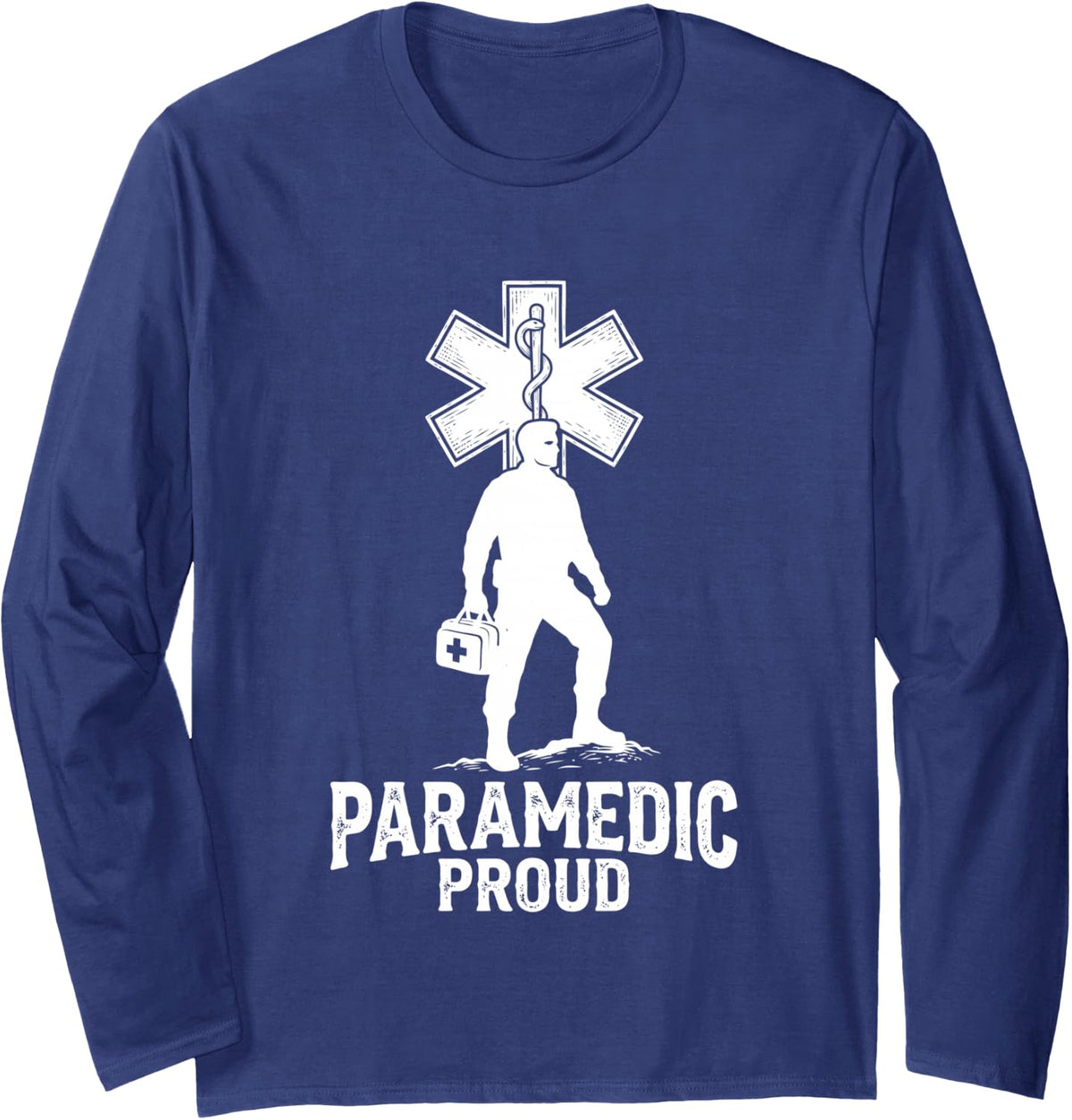 Paramedic Proud EMS First Responder Long Sleeve T-Shirt - Adult Unisex Navy Blue