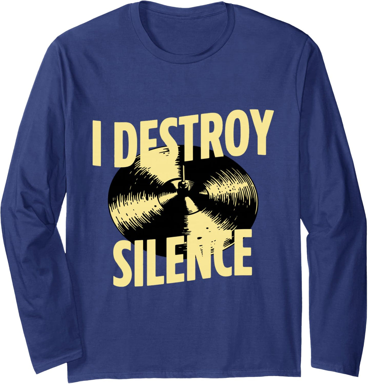 Cymbals Drummer Drumming Cymbals Long Sleeve T-Shirt - Adult Unisex Navy Blue