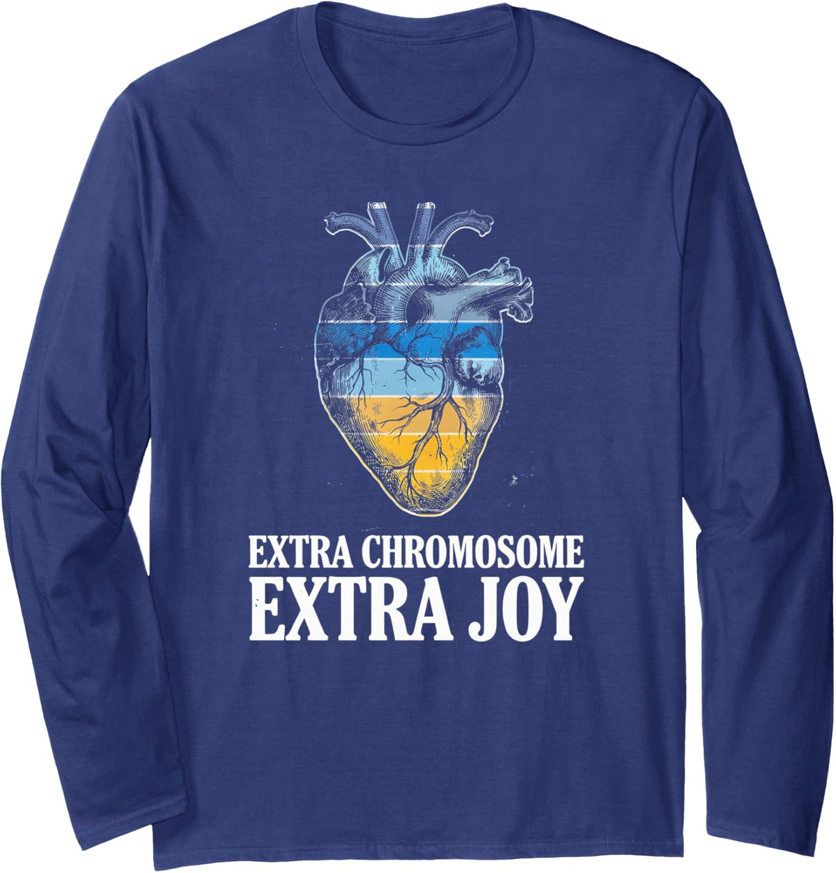 Extra Chromosome Extra Joy - Down Syndrome Awareness Long Sleeve T-Shirt - Adult Unisex Navy Blue