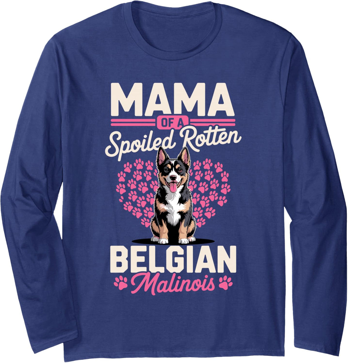 Malinois Mom Design for Women Girls Maligator Malinois Mom Long Sleeve T-Shirt - Adult Unisex Navy Blue