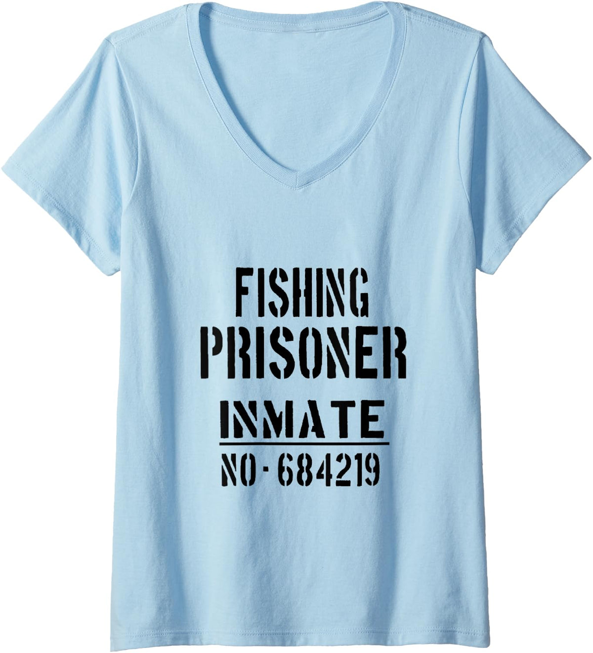 Women's Fisherman Prisoner Halloween Costume Funny Inmate Angler V-Neck T-Shirt - Baby Blue